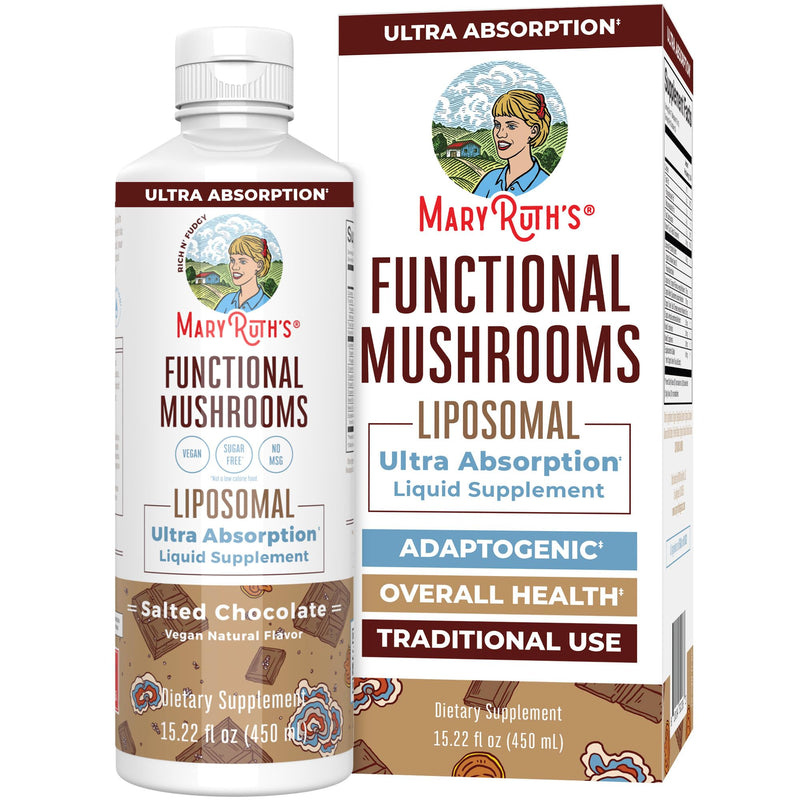 MaryRuth Organics Mushroom, Mushroom Supplement, Mushroom Liquid Vitamin, Reishi Mushroom Supplement for Immune Support, Turkey Tail Vitamin for Stress Relief, Vegan, Non-GMO, Gluten Free, 15.22 Fl Oz