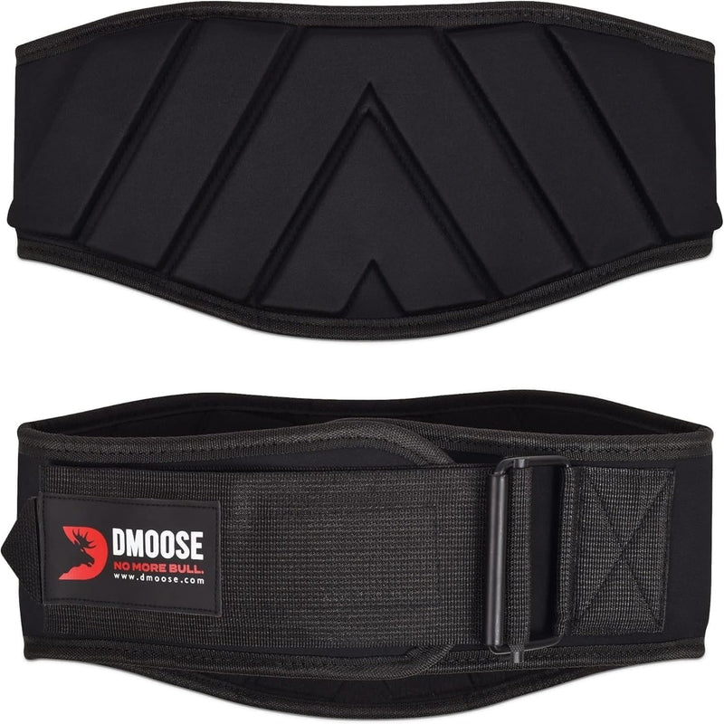 DMoose Fitness Weight Lifting Belt for Squats, Deadlift & Intense Workout - 6" Adjustable Fit Auto Lock Weightlifting Belt for Men & Women - Neoprene Gym Belts for Stability & Lumbar Back Support Black Medium