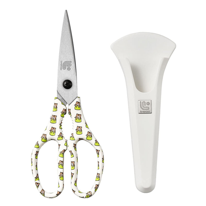 Linoroso Kitchen Scissors Heavy Duty Kitchen Shears with Magnetic Holder Made with Japanese Steel 4034, Multipurpose Ultra Sharp Cooking Scissors for Meat/Vegetables/BBQ/Herbs/Pizza (Graphic,Tiger) White/Tiger - BeesActive Australia