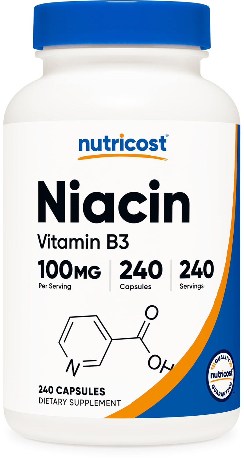 Nutricost Niacin (Vitamin B3) 100mg, 240 Capsules, with Flushing | GMO-Free, Gluten Free 240 Count (Pack of 1)
