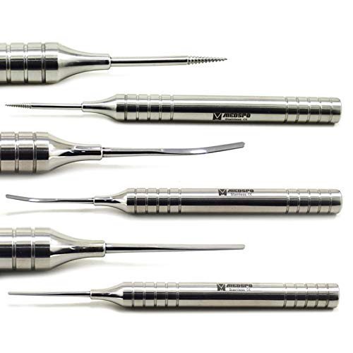 MEDSPO Professional Dental Instruments Osteotome Periotome Luxating Elevator Implant | Orthodontic PDL Teeth | Surgical Root Extraction Spreading (Flex Periotome Titanium Set Of 3)