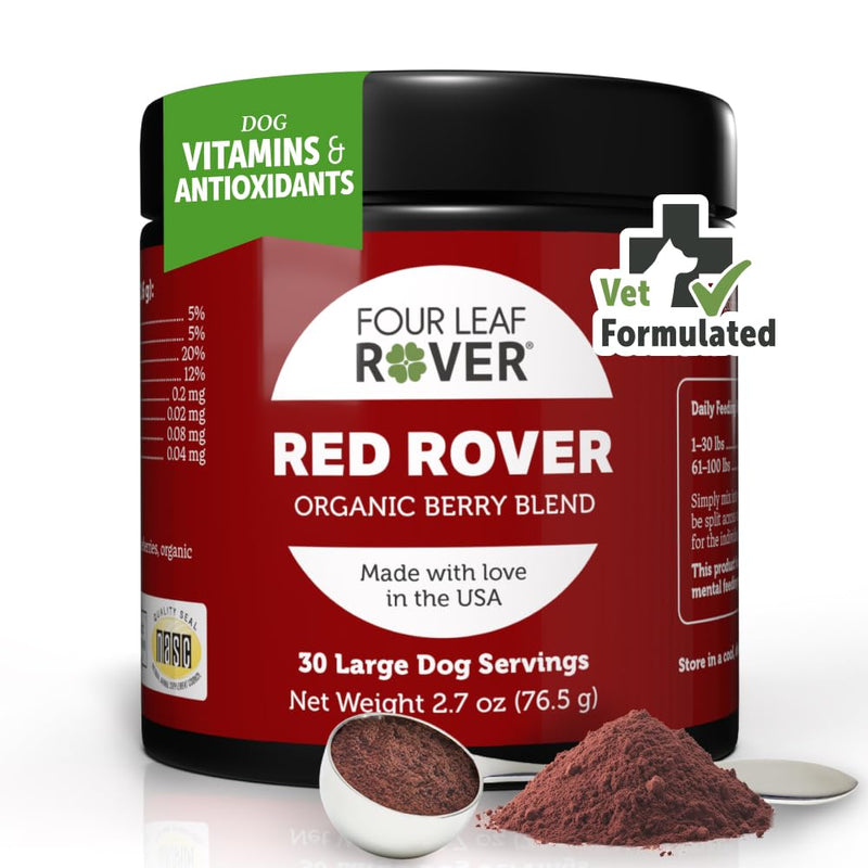 Red Rover - Dog Urinary Tract Supplement - with Dog Vitamins from Organic Berries and Apple - Good Source of Polyphenols and Antioxidants - 30 Large Dog Servings - BeesActive Australia