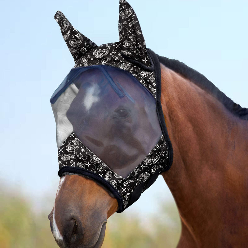 Harrison Howard LumiVista Horse Fly Mask Standard with Ears UV Protection for Horse Paisley Wave XL Extra Full Extra Full (X-Large) - BeesActive Australia