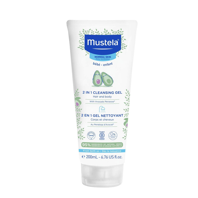 Mustela Baby 2-in-1 Cleansing Gel - Baby Body & Hair Cleanser - with Natural Avocado - Biodegradable Formula & Tear-Free - 6.76 fl. oz. - 1 or 2-Pack New packaging 6.8 Fl Oz (Pack of 1) - BeesActive Australia