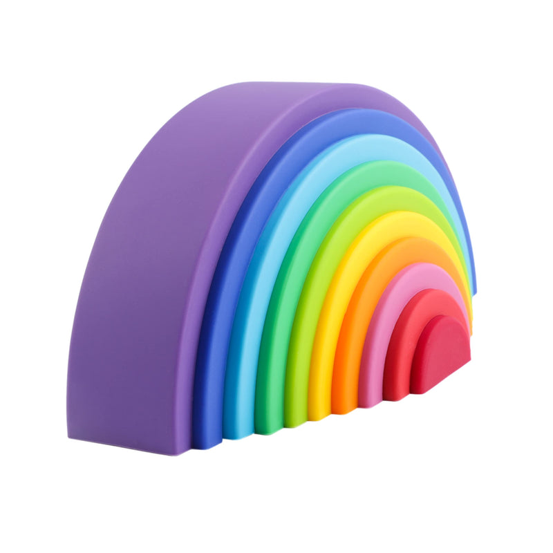 BLUE GINKGO Silicone Rainbow Stacker - Montessori Nesting Puzzle | Kids and Toddler | Stacking Sensory Toys - 10 Layers (Vibrant) 10 Layer - BeesActive Australia