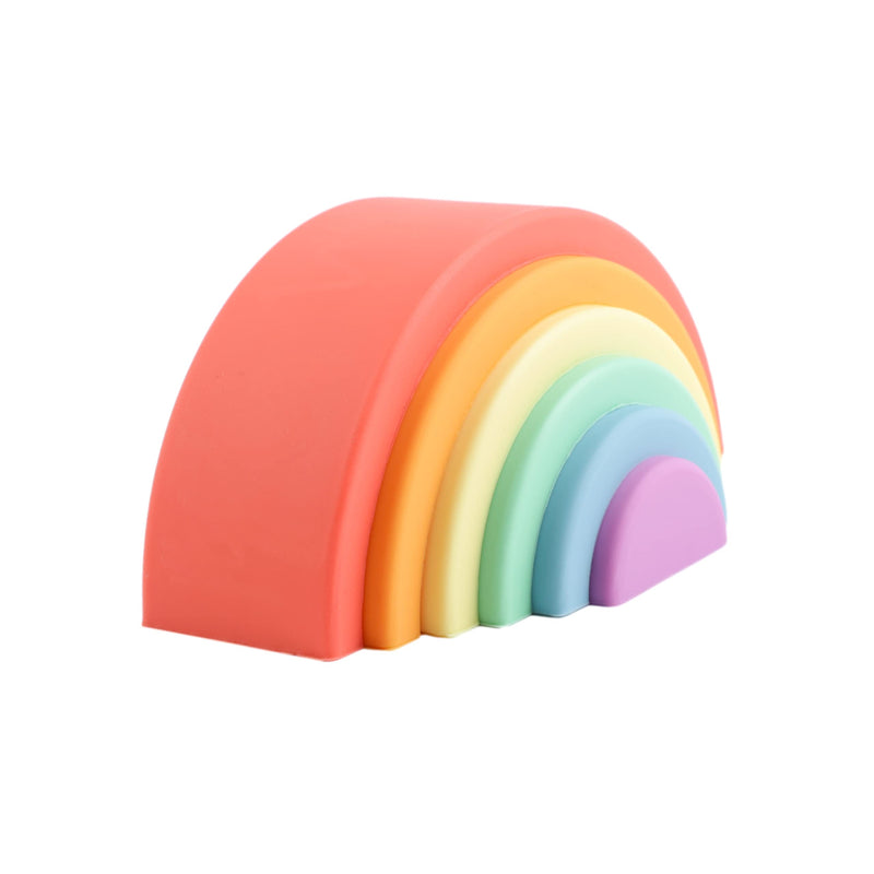BLUE GINKGO Silicone Rainbow Stacker - Montessori Rainbow Nesting Puzzle | Kids and Toddler Stacking Toy | Stacking Rainbow Puzzle, Sensory Rainbow Toys - 6 Layers (Matte 6 Layer - BeesActive Australia