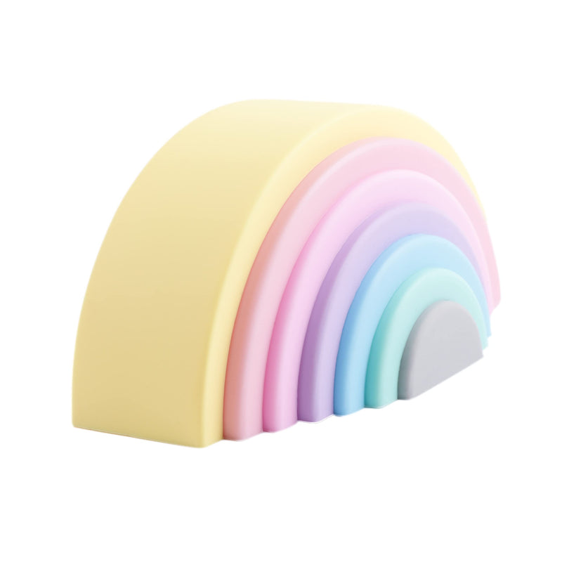 BLUE GINKGO Silicone Rainbow Stacker - Montessori Rainbow Nesting Puzzle | Kids and Toddler | Stacking Rainbow, Sensory Rainbow Toys - 7 Layers (Pastel) 7 Layer - BeesActive Australia