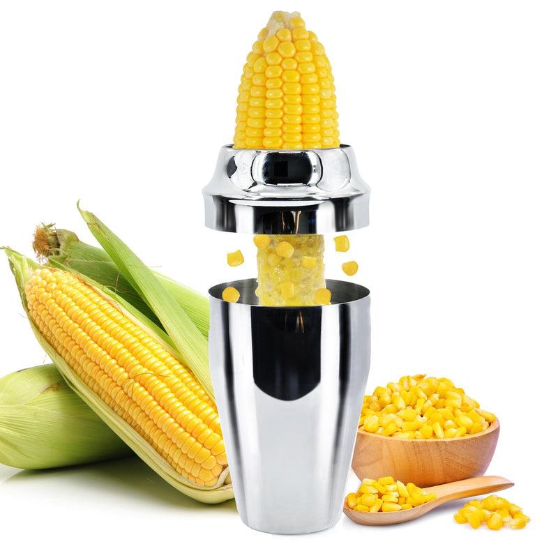 Newness Corn Stripper Peeler & Cutter with Cup, 304 Stainless Steel Cob Thresher, Off-Cob Kernel Remover & Slicer with Serrated Blade for Home & Kitchen - BeesActive Australia