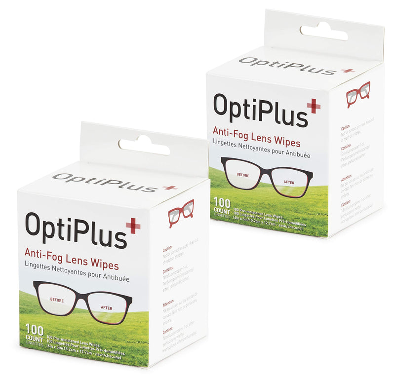 OptiPlus Anti Fog Lens Wipes l Pre-Moistened l Cleaning Wipes for Glasses, Laptops Screens, Smart Phones, Optical Lens, Goggles, and Watch Screen l Quick-Dry & Scratch-Free l Two Pack of 100 Pack 200 Count (Pack of 1) - BeesActive Australia