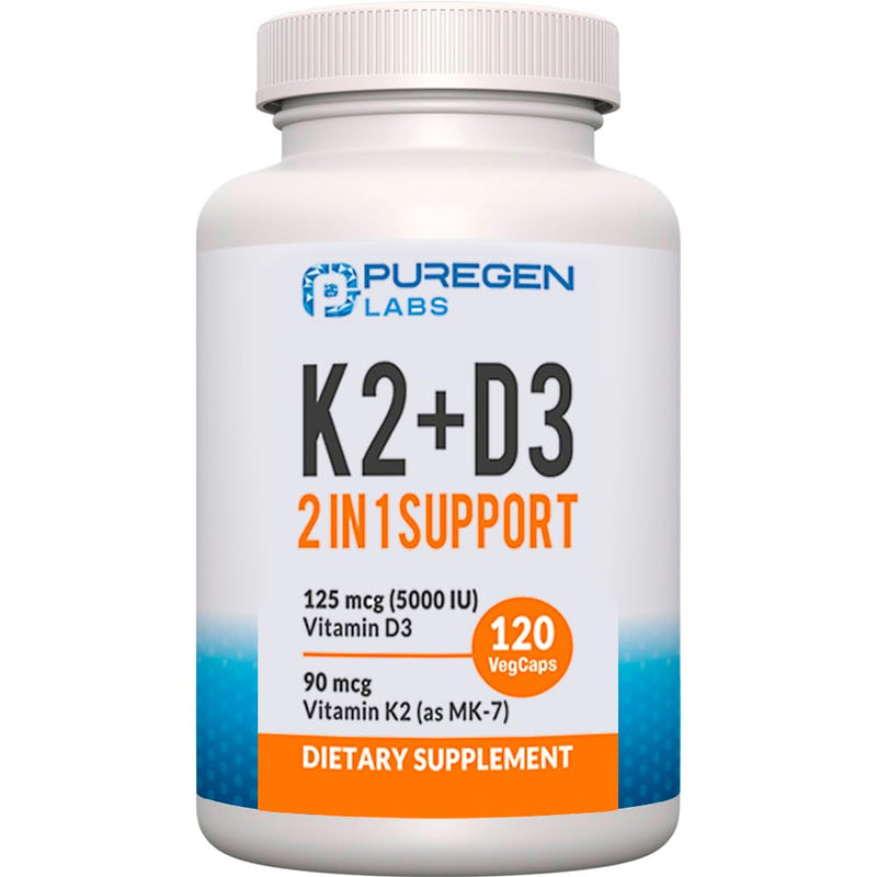 2 in 1 High Potency Formula 90mcg Vitamin K2 (MK7) and 5000 IU Vitamin D3 Supplement I Non-GMO Formula, Easy to Swallow Vitamin D & K Complex, 120 Capsules I 4-Month Supply 120 Count (Pack of 1)