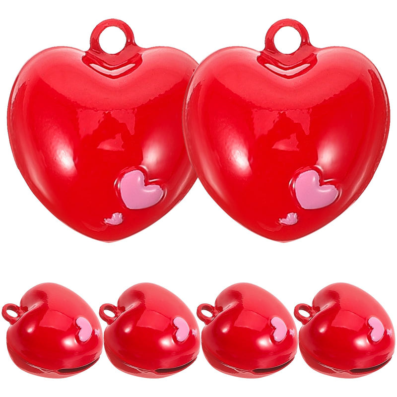 Kisangel 6Pcs Red Cat Collar Bell Heart Shaped Bell Jewelry Charms Pet Collar Pendant Training Charm Pendants Red Heart Keychain Charm for Pet Cat Dog Necklace Collar DIY Keyring Pendant - BeesActive Australia