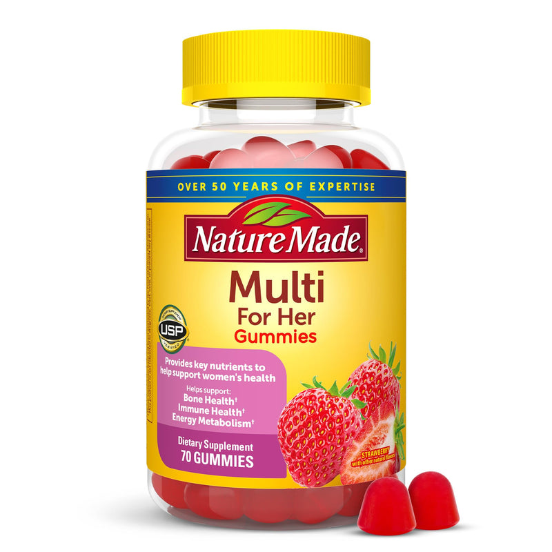 Nature Made Multivitamin For Women, Womens Gummy Multivitamins for Daily Nutritional Support, 70 Multi Vitamin Gummies, 35 Day Supply Strawberry 70 Count (Pack of 1)