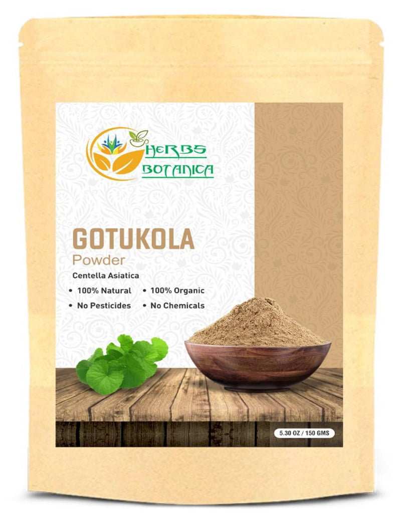 Gotu Kola Powder (Centella asiatica) 5.3 oz/150 GMS for Tea, Hair Growth & Wellness Healthy Nervous System Finely Ground Herbal Powder for DIY Beauty & Supplements