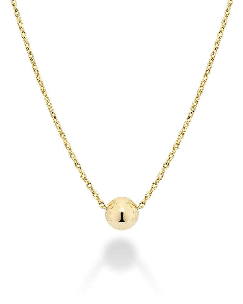 Miabella 925 Sterling Silver or 18Kt Yellow Gold Over Silver Italian 5mm Slide Bead Ball Pendant Necklace for Women Teens Chain Made in Italy Length 18 Inches yellow-gold-plated-silver - BeesActive Australia