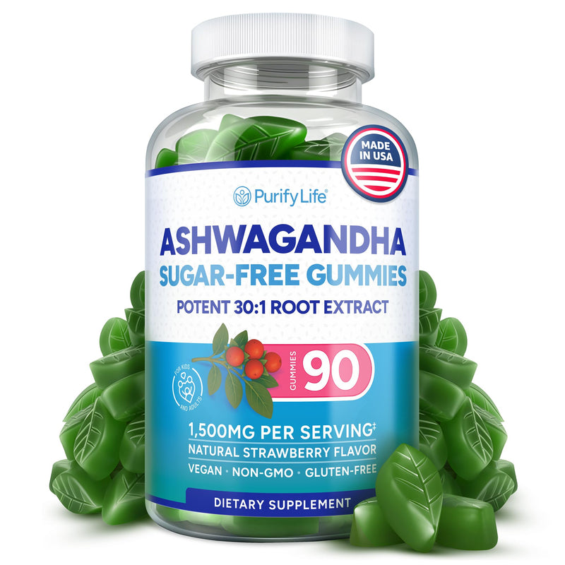 Sugar-Free Ashwagandha Gummies for Stress, Sleep & Mood Support - High-Potency 30:1 Ashwagandha Supplement Extract - Vegan Adaptogen Supplement for Women & Men, Natural Flavor, Plant-Based, 90 Gummies Natural Strawberry Flavor 90 Count (Pack of 1) - BeesActive Australia