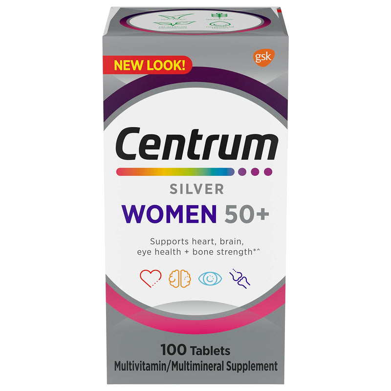 Centrum Silver Women's Multivitamin for Women 50 Plus, Multivitamin/Multimineral Supplement with Vitamin D3, B Vitamins, Non-GMO Ingredients, Supports Memory and Cognition in Older Adults - 100 Ct 100 Count (Pack of 1) - BeesActive Australia