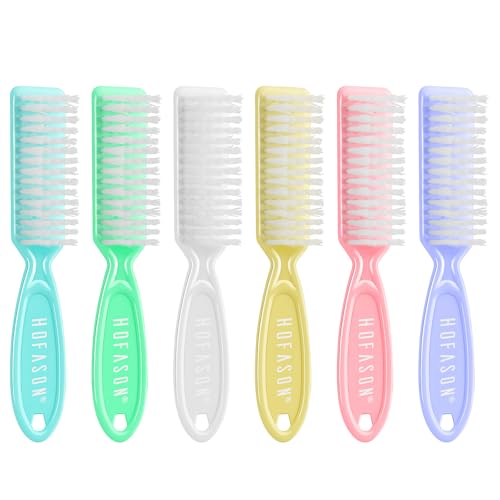 HOFASON 6 Pack Nail Brush for Cleaning Fingernails, Nail Brush Handle Grip Brush for Nail and Toenail Foot, Nail Dust Brush Manicure Pedicure Tools Scrubbing Brush Women Men Home Salon (Macaron) Macaron
