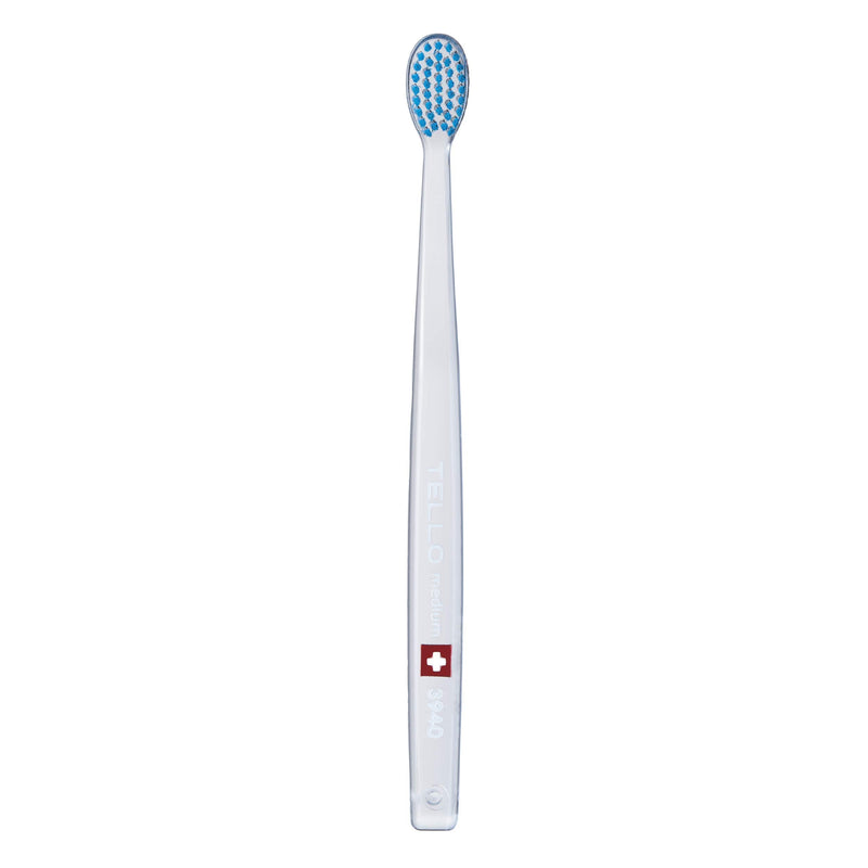 TELLO 3940 Adult Medium Swiss Toothbrush for Gentle Cleaning with Ergonomic Handle, 1 Count 1 Count (Pack of 1) - BeesActive Australia
