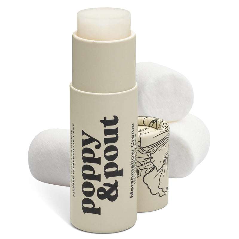 Poppy & Pout Marshmallow Creme Jumbo Lip Balm | All Natural Lip Balms & Moisturizers | Hydrates with Beeswax, Vitamin E, Organic Coconut Oil | Cruelty-Free | Lip Balm in Recyclable Cardboard Tube