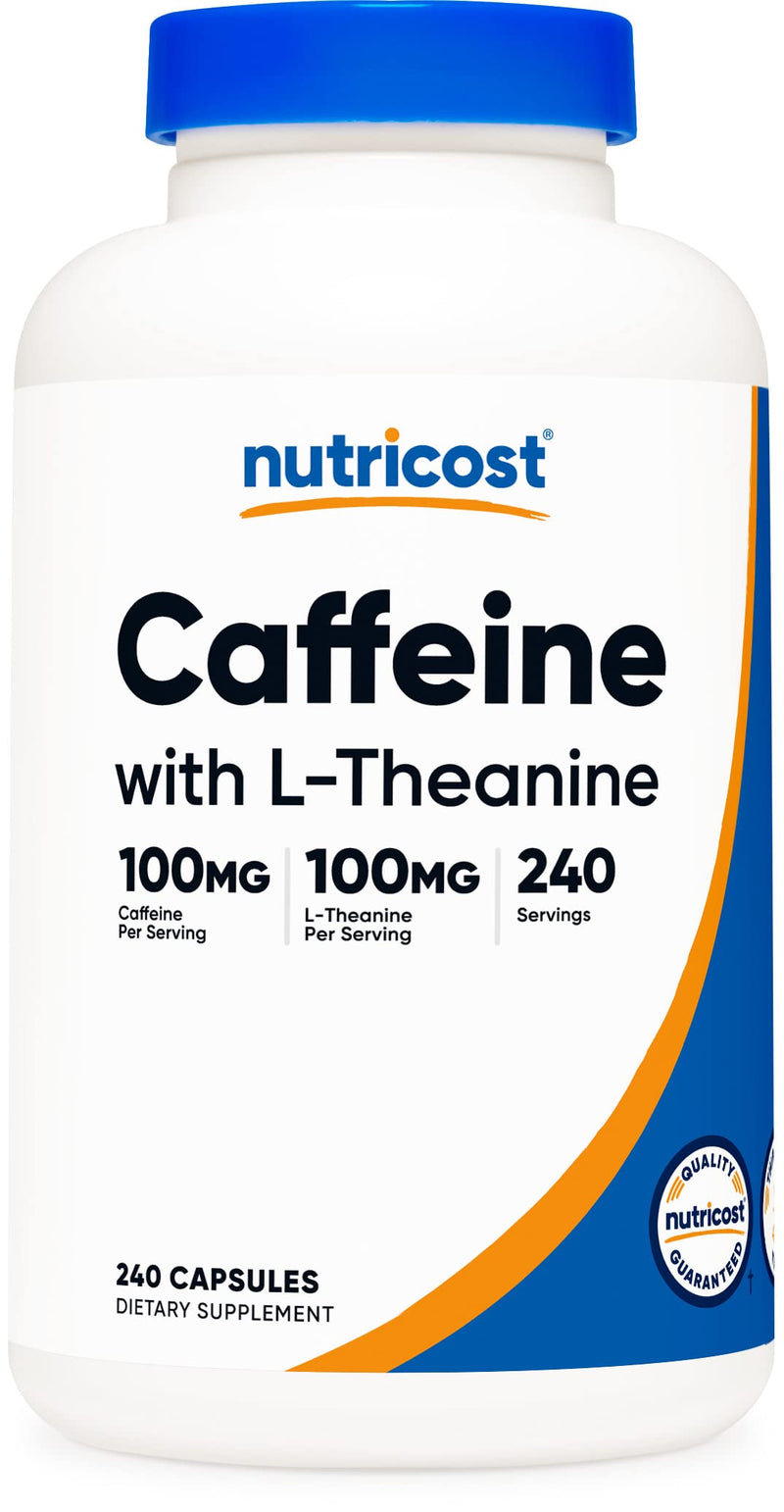 Nutricost Caffeine with L-Theanine, 100mg of Each, 240 Capsules, 240 Servings - Non-GMO and Gluten Free - BeesActive Australia
