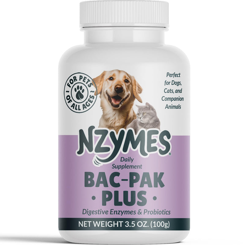 Nzymes® Bac-Pak Plus 100 Grams Digestive Enzymes and Probiotics for Digestion, Loose Stools, Diarrhea, Constipation, Improved Nutrient Uptake - Made in The USA 100 grams (Approx. 200 Servings)