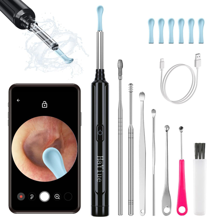 Ear Wax Removal with Camera, Earwax Remover Tool, 1296P FHD Wireless Ear Otoscope with 6 LED Lights, 6 Ear Spoon & 6 Traditional Tools Ear Wax Removal Kit for iPhone, iPad & Android Smart Phone - BeesActive Australia
