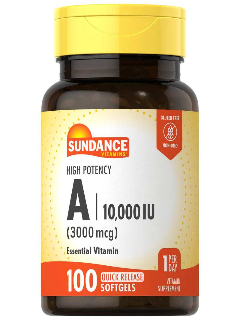 Sundance High Potency Vitamin A Softgels | 3000mcg | 100 Count | Essential Vitamin | Non-GMO and Gluten Free Supplement - BeesActive Australia