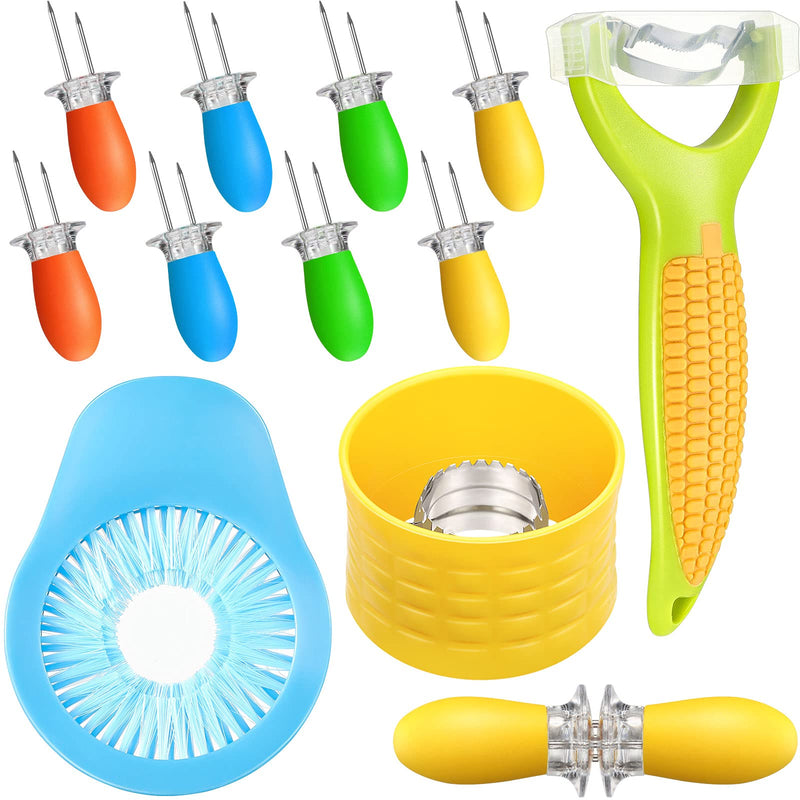 13 Pieces Corn Peeler Cob Corn Remover Corn Zipper Corn Silk Remover Corn Cob Holders Pins for Home Kitchen Restaurant Use - BeesActive Australia