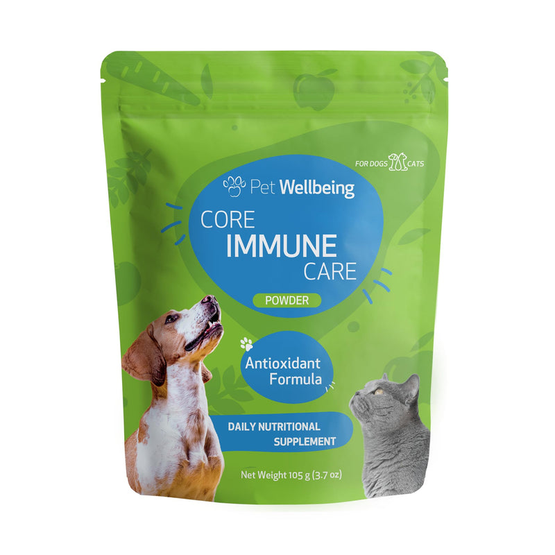 Pet Wellbeing Core Immune Care for Dogs & Cats - Daily Antioxidant Support for Pets of All Ages - Vet-Formulated - 3.7 oz (105 g) Powder - BeesActive Australia