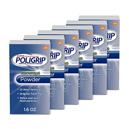 Super Poligrip Denture Adhesive Powder, 1.6 Ounces (Pack of 6) New 1.6 Ounce (Pack of 6)