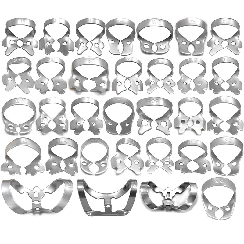 MEDSPO Professional Dental Rubber Dam Clamps | Endodontic Hygenic Brinker Universal Retractors| Tissue Gingival Lower Molars | Restorative Instruments Tools CE (32 Piece Set) 32 Piece Set - BeesActive Australia