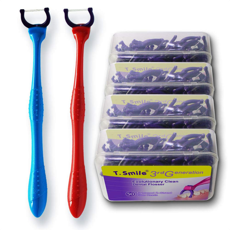 T.Smile Evolutionary Clean Dental Flossers, Kit of Refills Plus Long Handle (2 Handles + 200 Refills) 2 Handles + 200 Refills - BeesActive Australia