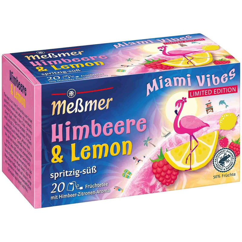 Messmer Miami Vibes Raspberry Lemon tea 20 tea bags/1ct. Made in Germany - BeesActive Australia