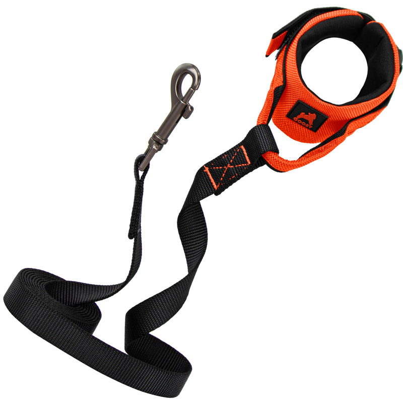 Gooby Easy Fit Wrist Band Surfer Leash - Orange, 6 FT - Comfortable Hands Free Leash with Elastic Band for Small, Medium and Large Dogs