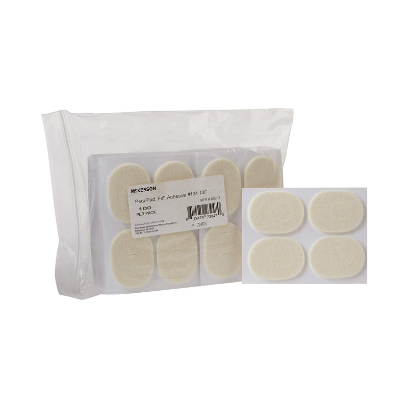 McKesson Pedi-Pad Felt Adhesive, Foot, Size 104, 1/8 in, 100 Count - BeesActive Australia