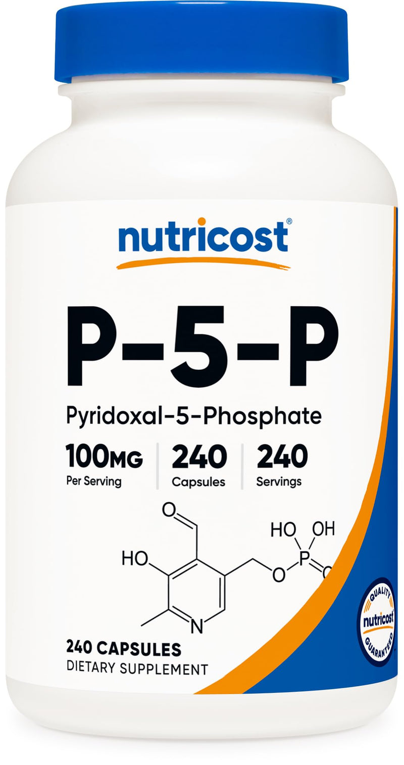 Nutricost P5P Vitamin B6 Supplement 100mg, 240 Capsules, Gluten-Free | Pyridoxal-5-Phosphate, Vegetarian Friendly, GMO-Free 240 Count (Pack of 1)