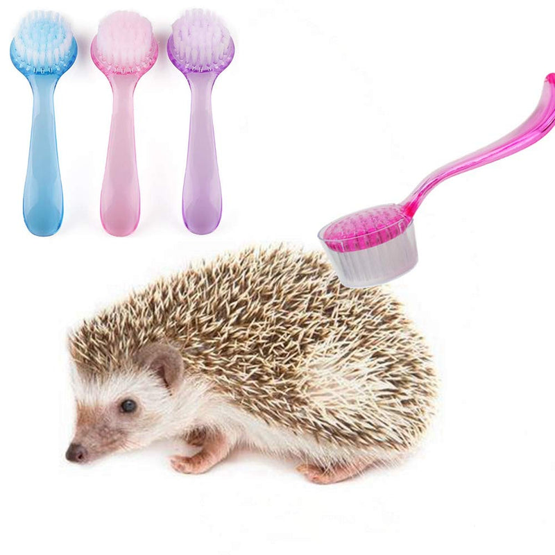 Hedgehog Bathing Brush, 3 Pack Small Pets Round Head Cleaning Bath Brush with Lid Super Soft Cleansing Brush Massage Comb for Hedgehog Small Animal Grooming Tool (3 Pack(Blue+Pink+Purple)) 3 Pack(Blue+Pink+Purple) - BeesActive Australia