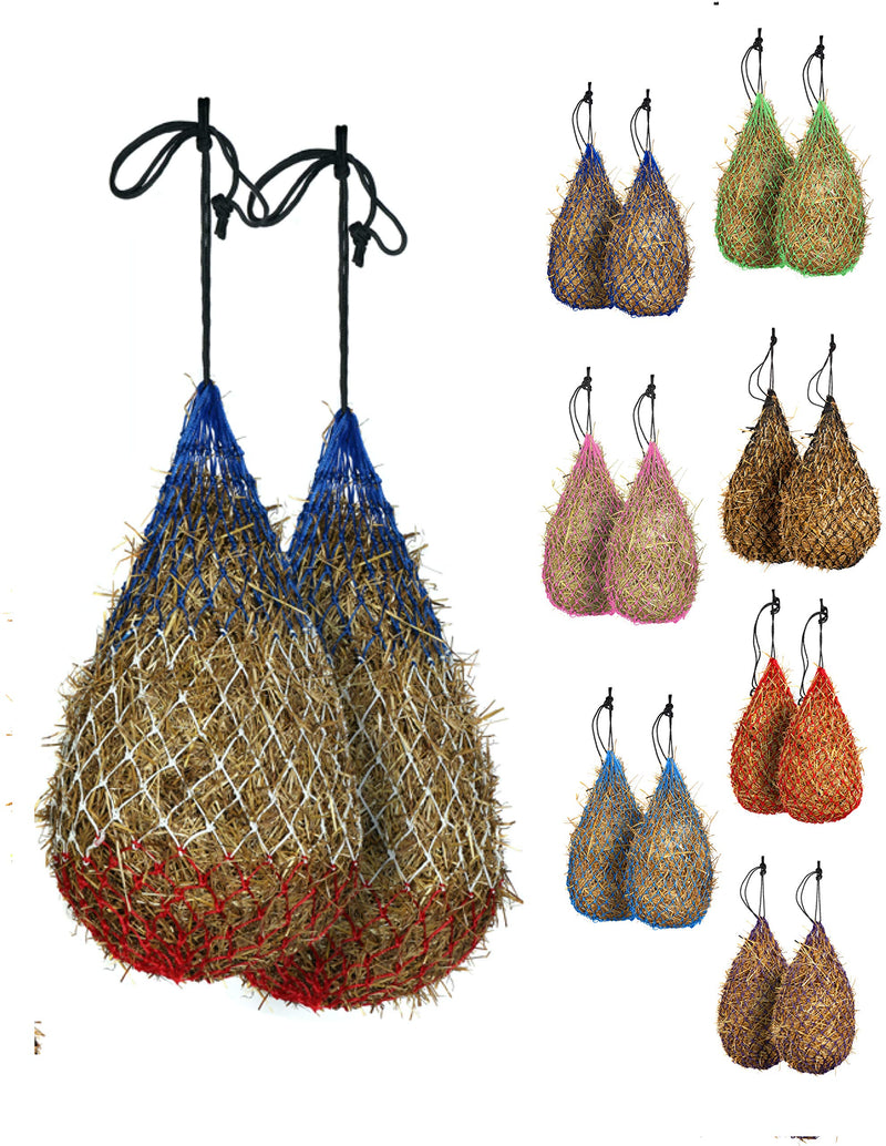 Majestic Ally 2 pcs Slow Feed 42” Hay Net for Horses, Strong Small 2x2” Holes, Nylon rope hanging, Adjustable Travel Feeder for Trailer and Stall, Simulates Grazing, Reduce Waste (Patriotic) Patriotic - BeesActive Australia