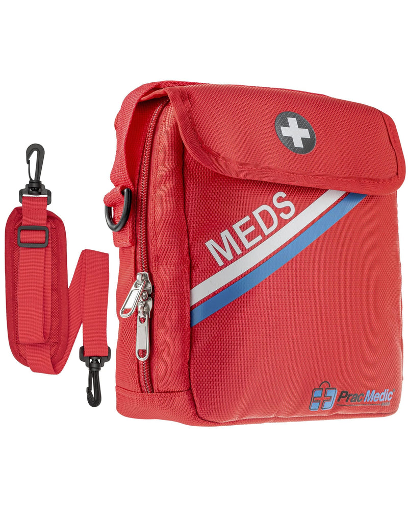 PracMedic Bags Travel Medicine Bag- First Aid Bags Empty or Epipen Carry Case for Insulin Pens, Pill Bottles, Diabetic Supply, Asthma Inhaler Spacer, Allergy Meds or First Aid Supplies (Red) T-MEDS Red Medium - BeesActive Australia