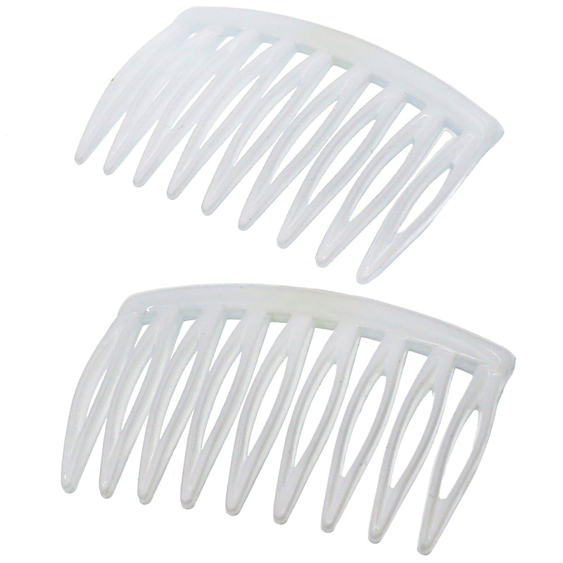 Camila Paris CP3108 French Hair Side Comb, Small, Curved White French Twist Hair Combs Decorative, Strong Hold Hair Clips for Women Bun Chignon Up-Do Styling Girls Hair Accessories, Made in France White 2" - BeesActive Australia
