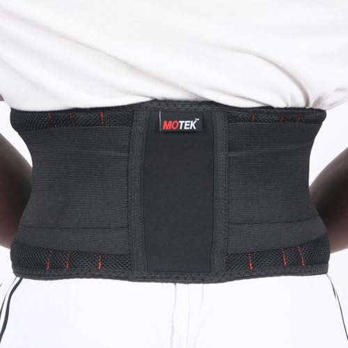 MOTEK Back Support Brace for Men & Women (Large 36-48") | Breathable Material, Lightweight Support, Dual Adjustable Straps | Lower Back Pain Relief | Lumbar Support Large (36-48")