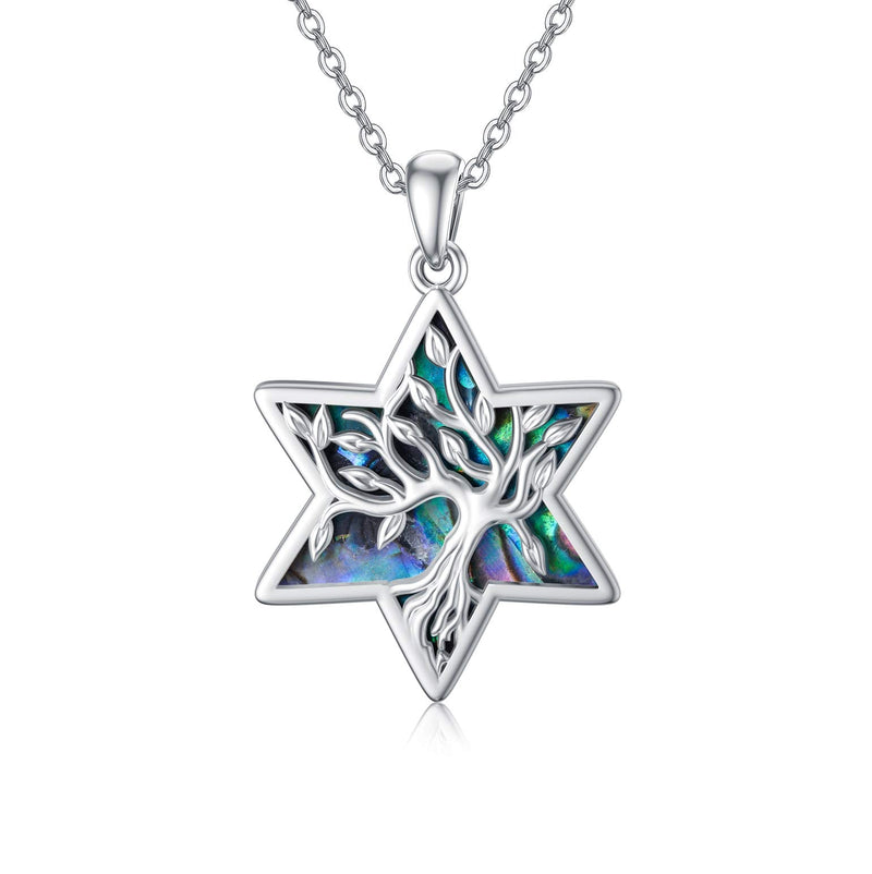 ONEFINITY Tree of Life Necklace 925 Sterling Silver Abalone Shell Celtic Knot Pendant Necklace for Women Jewelry Star of David Tree - BeesActive Australia