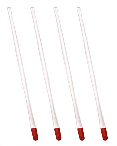 ONLYKXY 4 Pieces 17 cm Nail Cuticle Pusher, Red Rubber End and Clear Plastic Handle