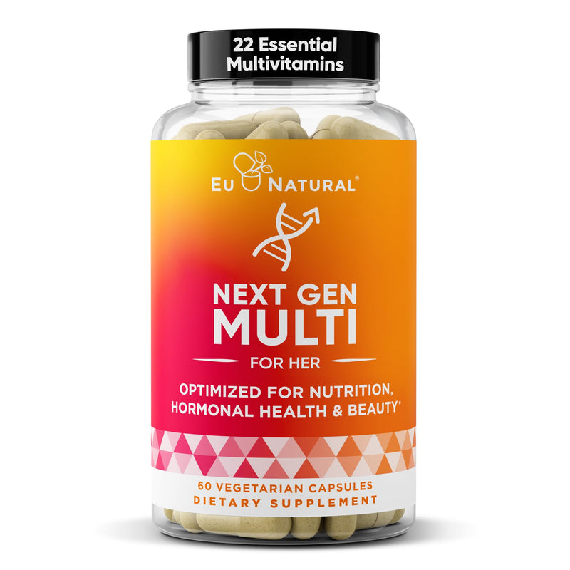 Multivitamin for Women, 22 Vitamins with Iron & DHA, 60 Veg Capsules | Vitamins for Immunity, Beauty, Brain, Energy, Bones and Heart - Vitamin C, D, E, K, Iron, B6 and DHA -