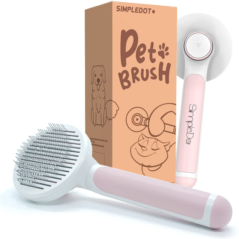 Pet Grooming Brush, Self Cleaning Slicker Brush for Dogs and Cats, Removes Undercoat Loose Hair, Mats, Tangled and Dirt, Massages, All Hair Types (Pink) Pink - BeesActive Australia