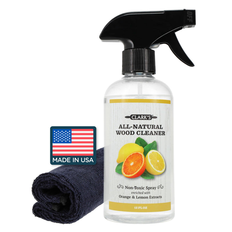 CLARK'S Natural Cutting Board Spray Cleaner, with Microfiber Cloth, for Wood Countertop – Pure Ingredients Filtered Water, Distilled Vinegar, Castile Soap, Lemon & Orange Citrus Oil Extracts, 12oz - BeesActive Australia