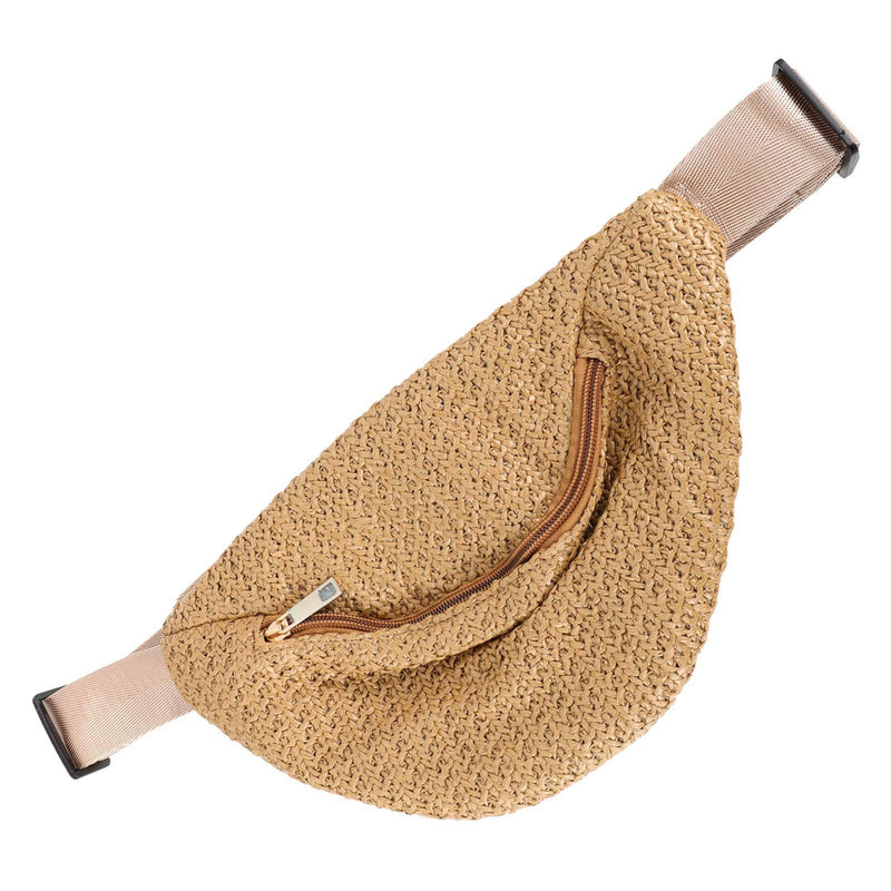 PRETYZOOM Hip Bag 1pc waist bag Chest Waist Pouch Cross- body Pouch Imitation Straw Woven Waist simulation straw chest fanny pack Belt s Dark Brown