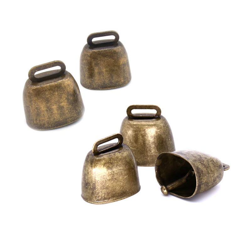 5 Pack Grazing Copper Bells, Metal Cow Bells for Dogs, Animal Copper Loud Bronze Bell, Small Brass Bell, for Cow Horse Sheep Cats Small Pets Anti-Theft Accessories (Bronze), 1, Brass Bronze Iron, - BeesActive Australia