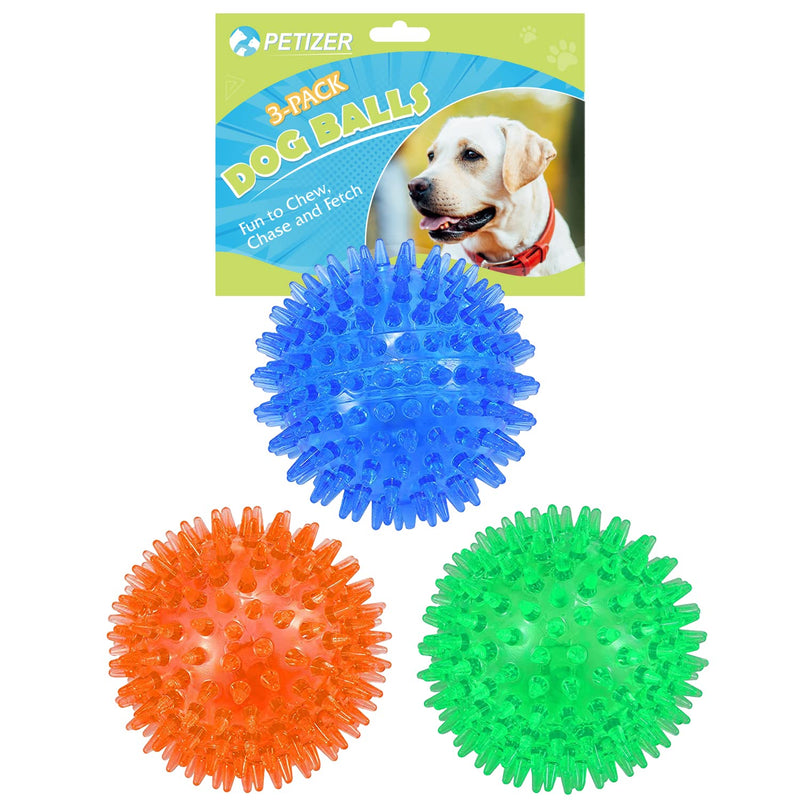 petizer 3 Pack 2.5” Squeaky Dog Toy Balls, Floating Dog Pool Balls, Spiky Dog Balls Water Toys, Durable Interactive Fetch Toys for Puppy, Dog Chew Toys for Teething (2.5", Small Dog) 2.5" (Small Dog) Blue+Orange+Green - BeesActive Australia