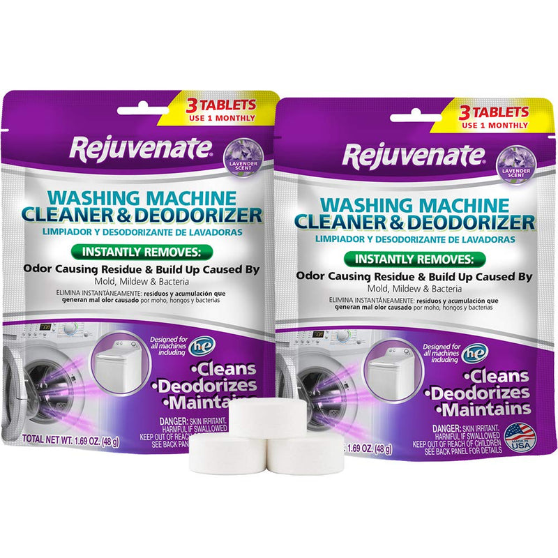 Rejuvenate Washing Machine Tablets Cleaner & Deodorizer Cleans Front Load and Top Load Washers 6 Tablets (6 Months Supply) 3 Count (Pack of 2) - BeesActive Australia